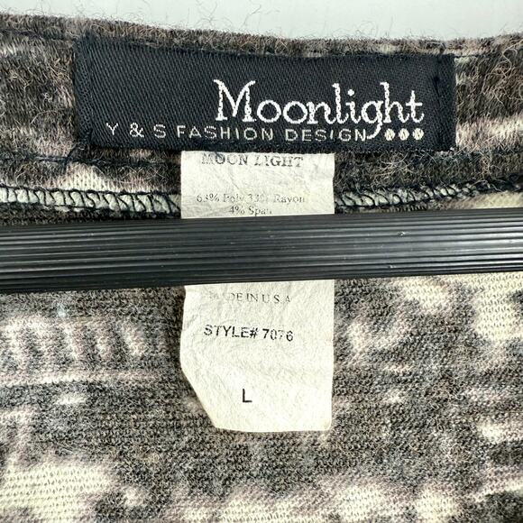 Moonlight by Y & S Large Wearable Art to Wear Black Gray Knit Blouse Shirt Top - Picture 2 of 6
